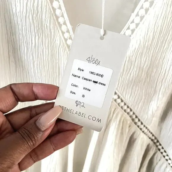 Boho Chic Tunic Peasant Dress Womens Small White Lagenlook Hippie Minimalist - Picture 7 of 9